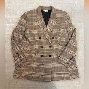 Marled Tan and Black Plaid Blazer
